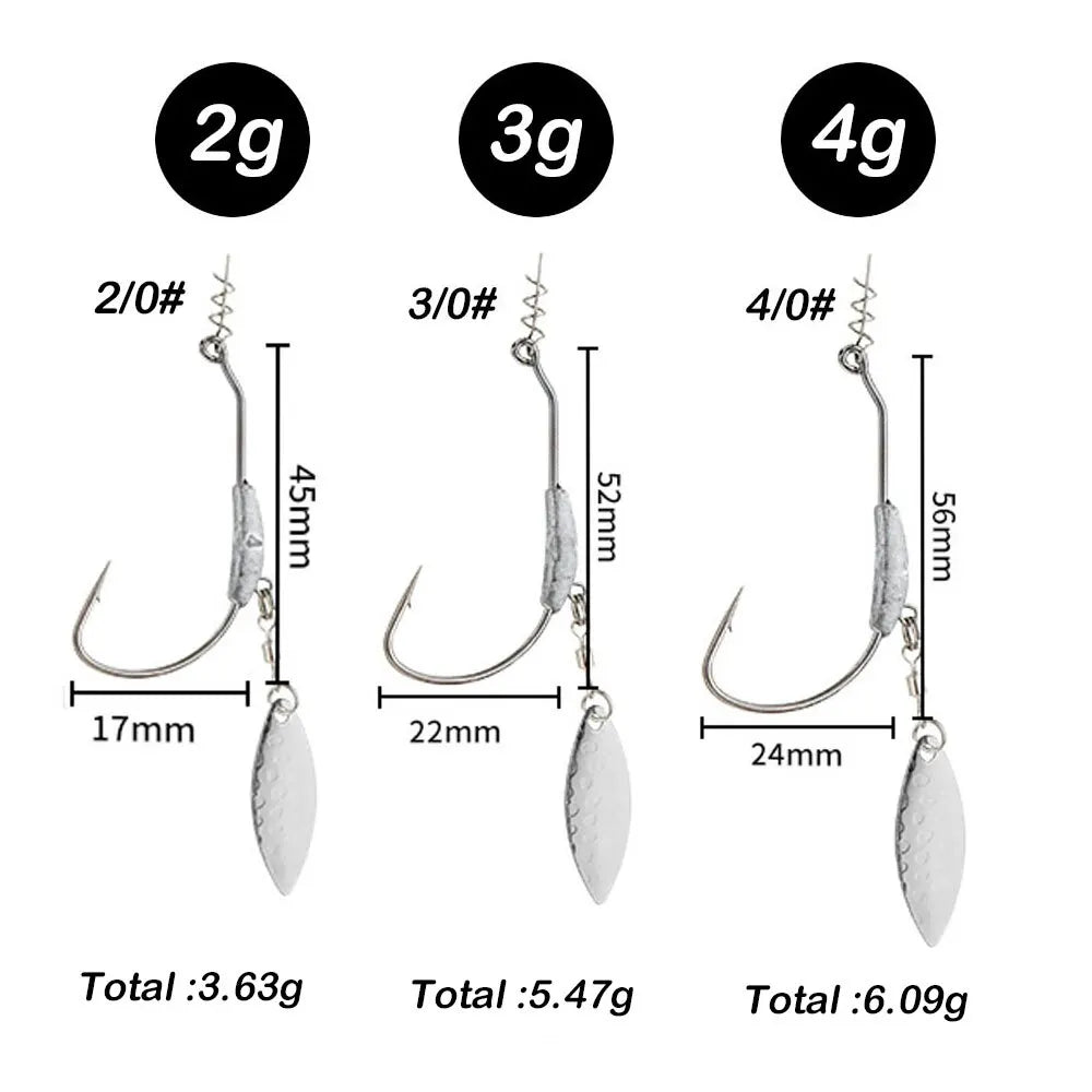 Jig Head Fish Hook 2G 3G 4G Fishing Hooks 10Pcs With Spin Lock Pin