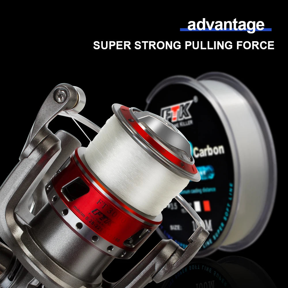 FTK 100m 4.13-34.32LB Fluorocarbon Fishing Lure Line 0.14mm-0.5mm pink