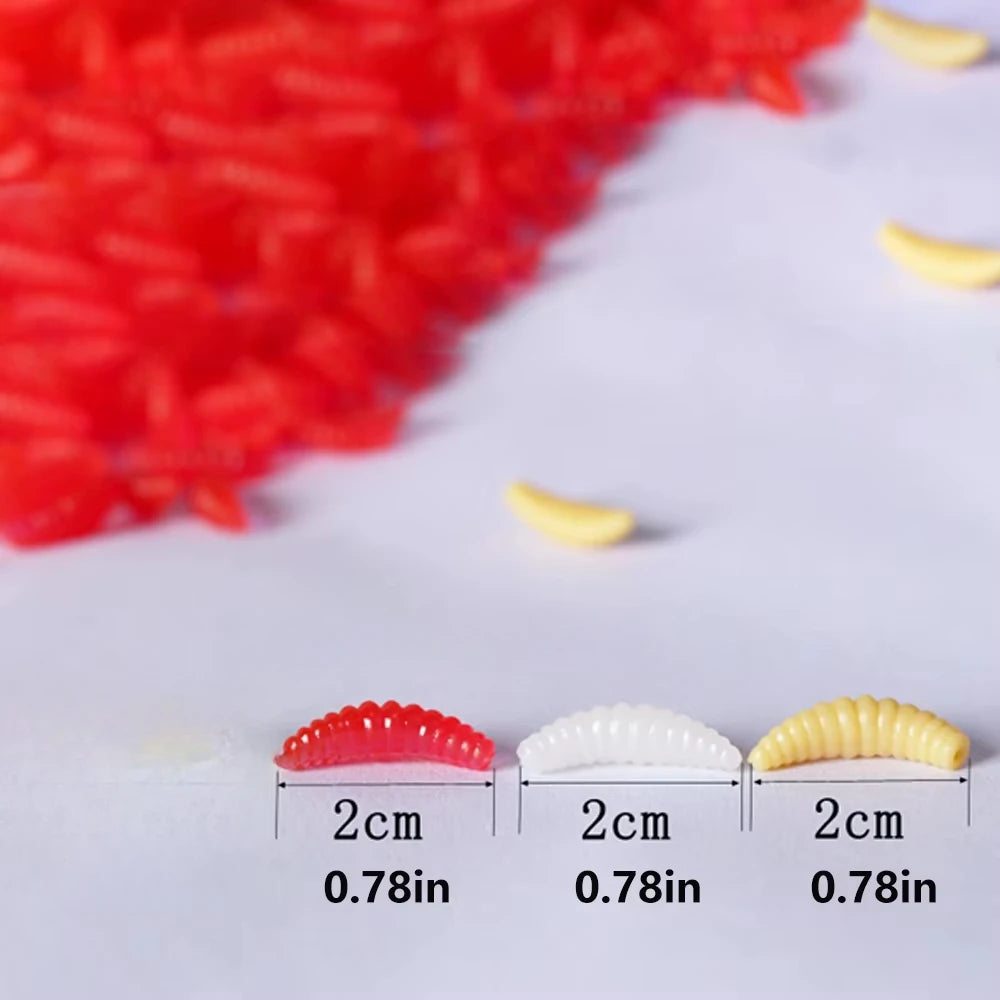 50pcs/lot Silicone Bait Maggot Grub Soft Fishing Lure 2cm 0.4g