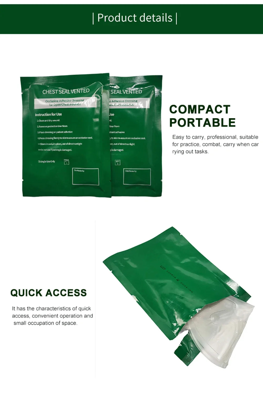 Vent Chest Seal Life-Saving Wound Care for Emergency or Tactical