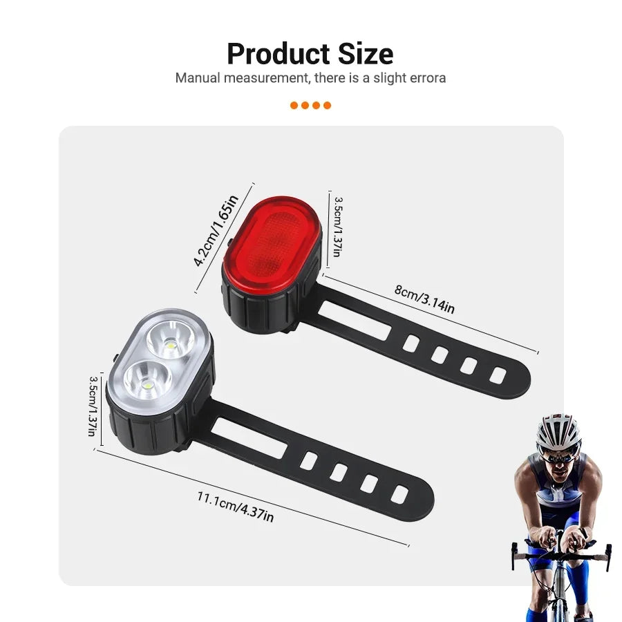 Front Rear Bike Lights Rechargeable Bicycle Cycling USB Flashlight for