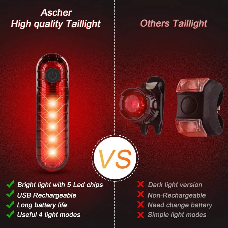 USB Rechargeable LED Bike Tail Light Bright Bicycle Rear Cycling