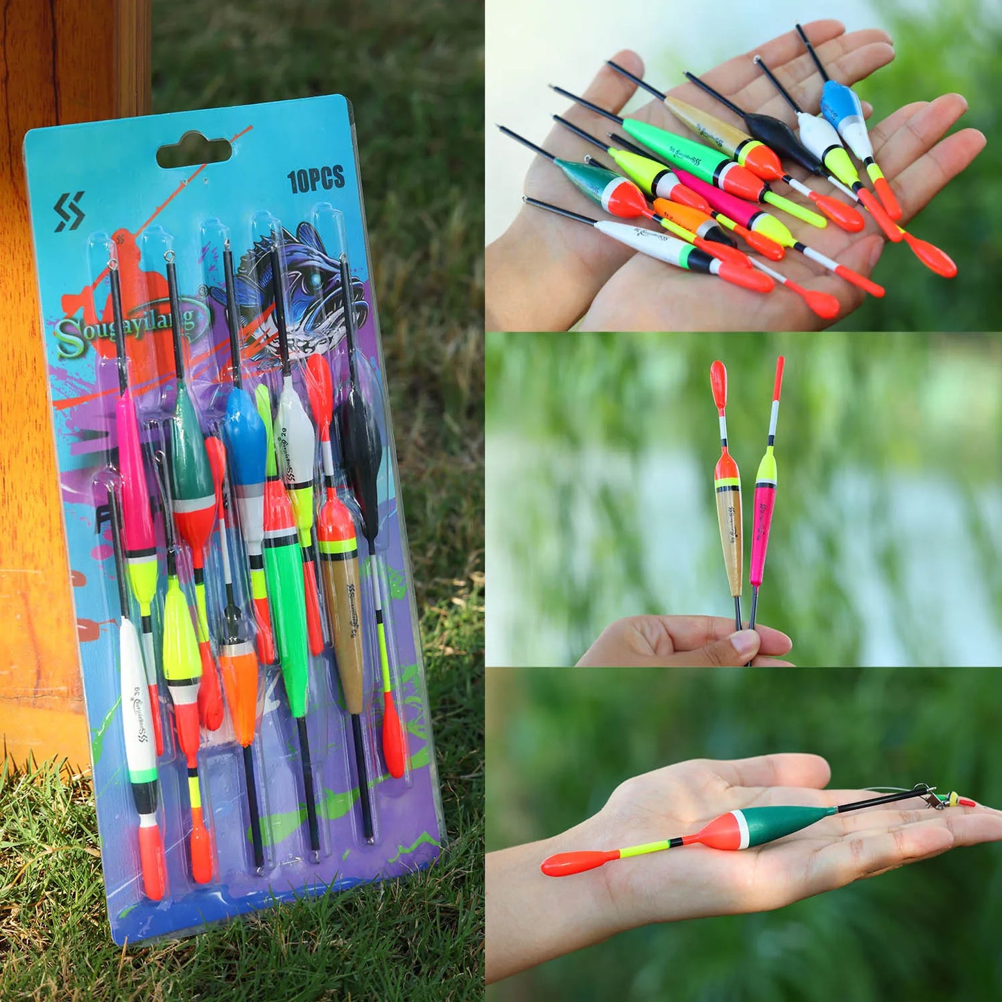 Sougayilang Fishing Float Set 10pc Chinese Hook Buoy Professional