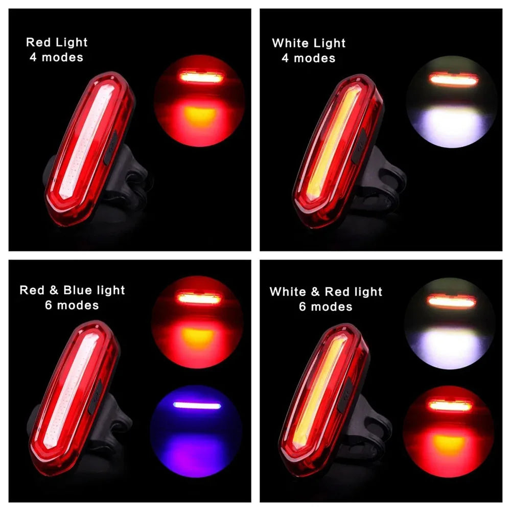 USB Rechargeable LED Cycling Bike Warning Light Mountain Bicycle