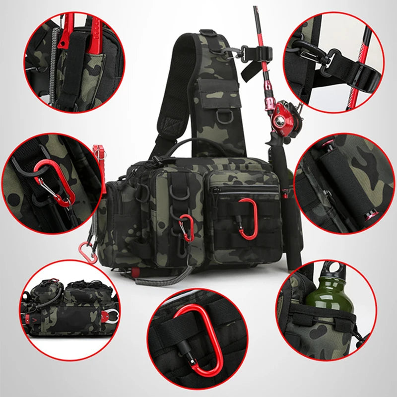 Men Fishing Tackle Bag Single Shoulder Crossbody Tactical Bags Waist