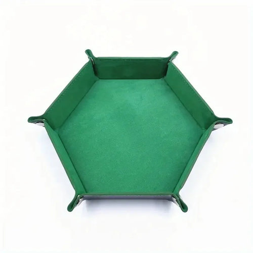 1pc PU Leather Velvet Folding Storage Tray, Hexagonal Dice Tray, Dice
