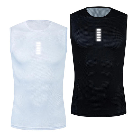 Reflective Cycling Base Layers White Cycling Undershirt Quick Dry Vest