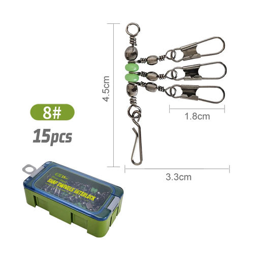New 8# 10# Squid Jig Lure Swivels Fishing Bearing Rolling Swivel Solid