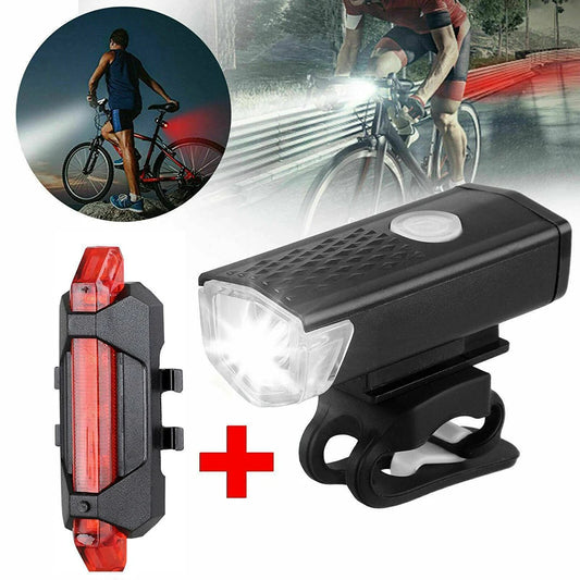 USB LED Rechargeable Bike Bicycle Light Set MTB Road Bike Front Back