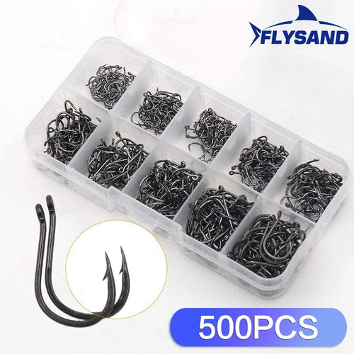 FLYSAND 100pcs/500pcs High Carbon Steel Fishing hooks Mixed Size