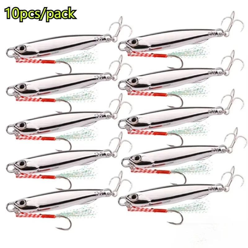 10pcs/pack Fishing Metal Jig Lures 20g 30g 40g Plating Silvery Metal