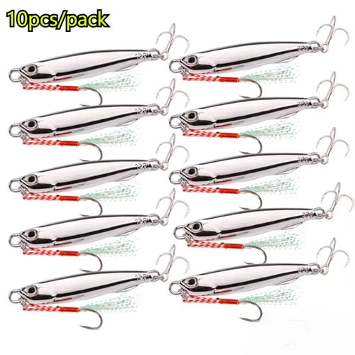 10pcs/pack Fishing Metal Jig Lures 20g 30g 40g Plating Silvery Metal