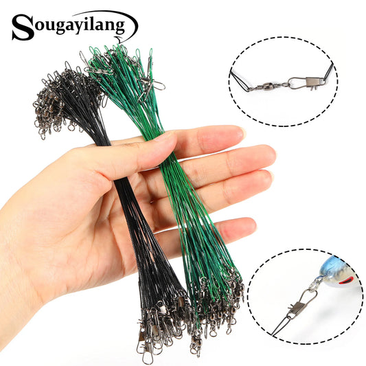 Sougayilang 20pcs Anti Bite Steel Fishing Line Steel Wire Leader with