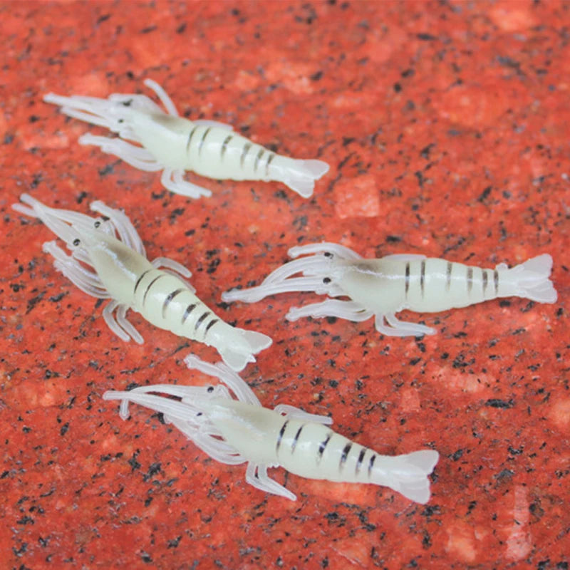 10pcs Wholesale Bionic Glow-in-the Dark Fake Shrimp Lure 4cm With Hook