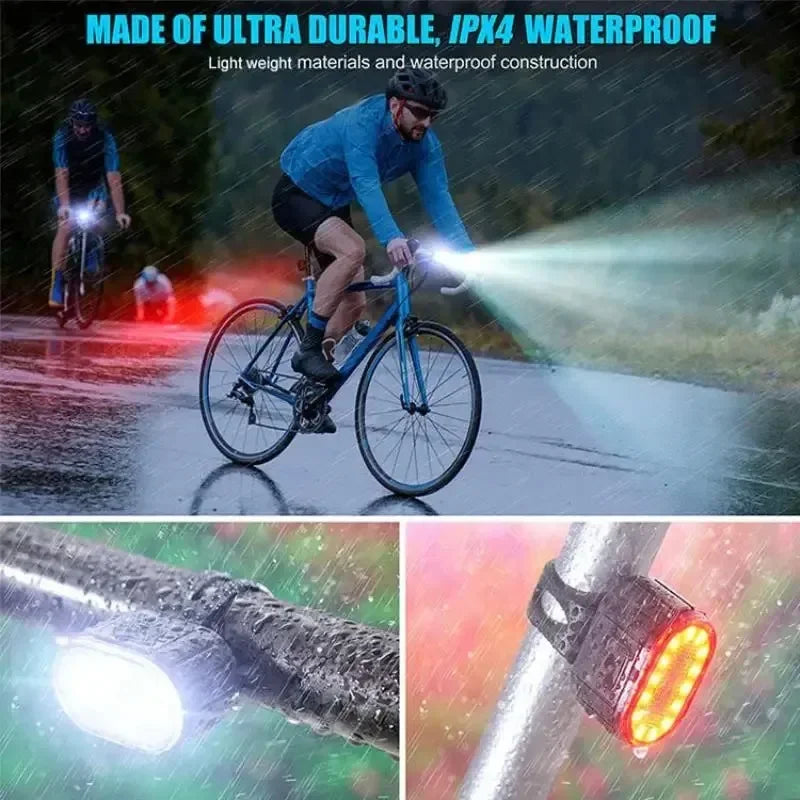 Cycling Bicycle Front Rear Light Set Bike Defense Flashlight Stick MTB