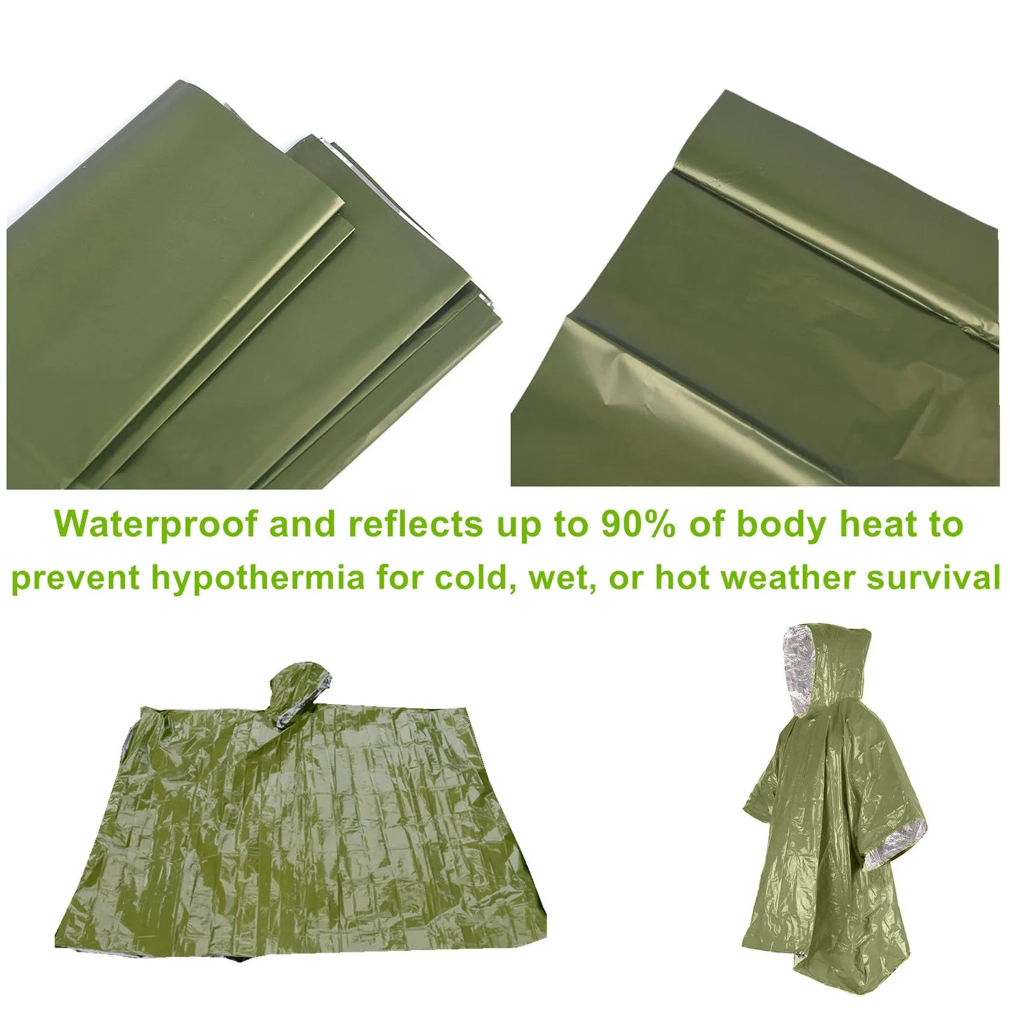 Emergency Raincoat Poncho Waterproof Rainwear Blanket Survival Camping