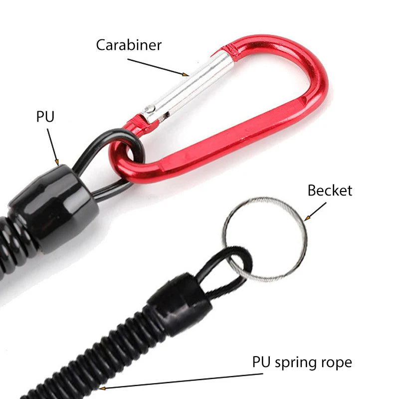 Fishing Lanyards 3pcs 22cm Retractable Coiled Tether with Carabiner