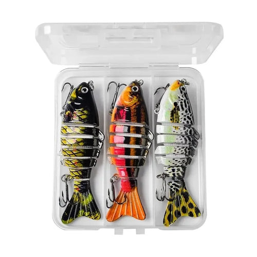 3PCS/Box Fishing Wobbler Lifelike 7 Segment Swimbait Crankbait Hard