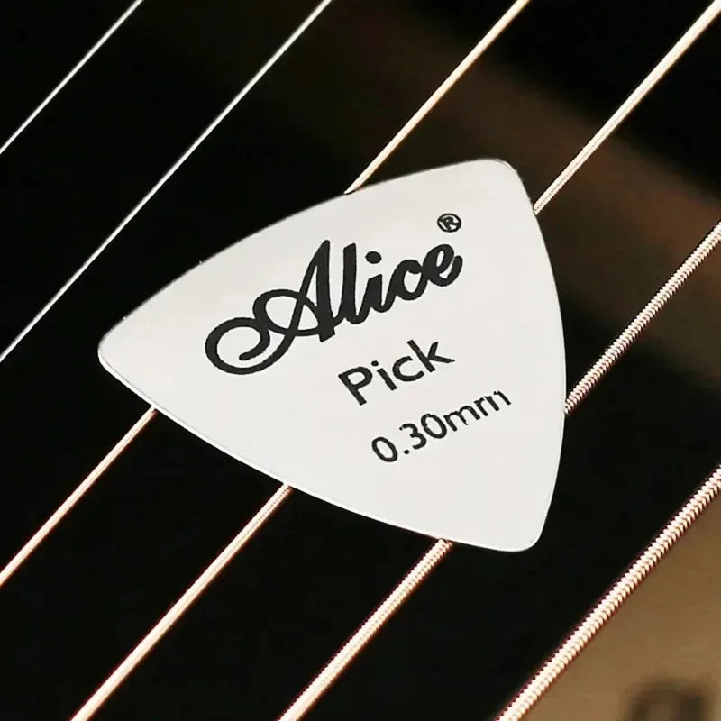 Alice 10Pcs Metal Guitar Pick 0.3mm Thin Durable Silver Color