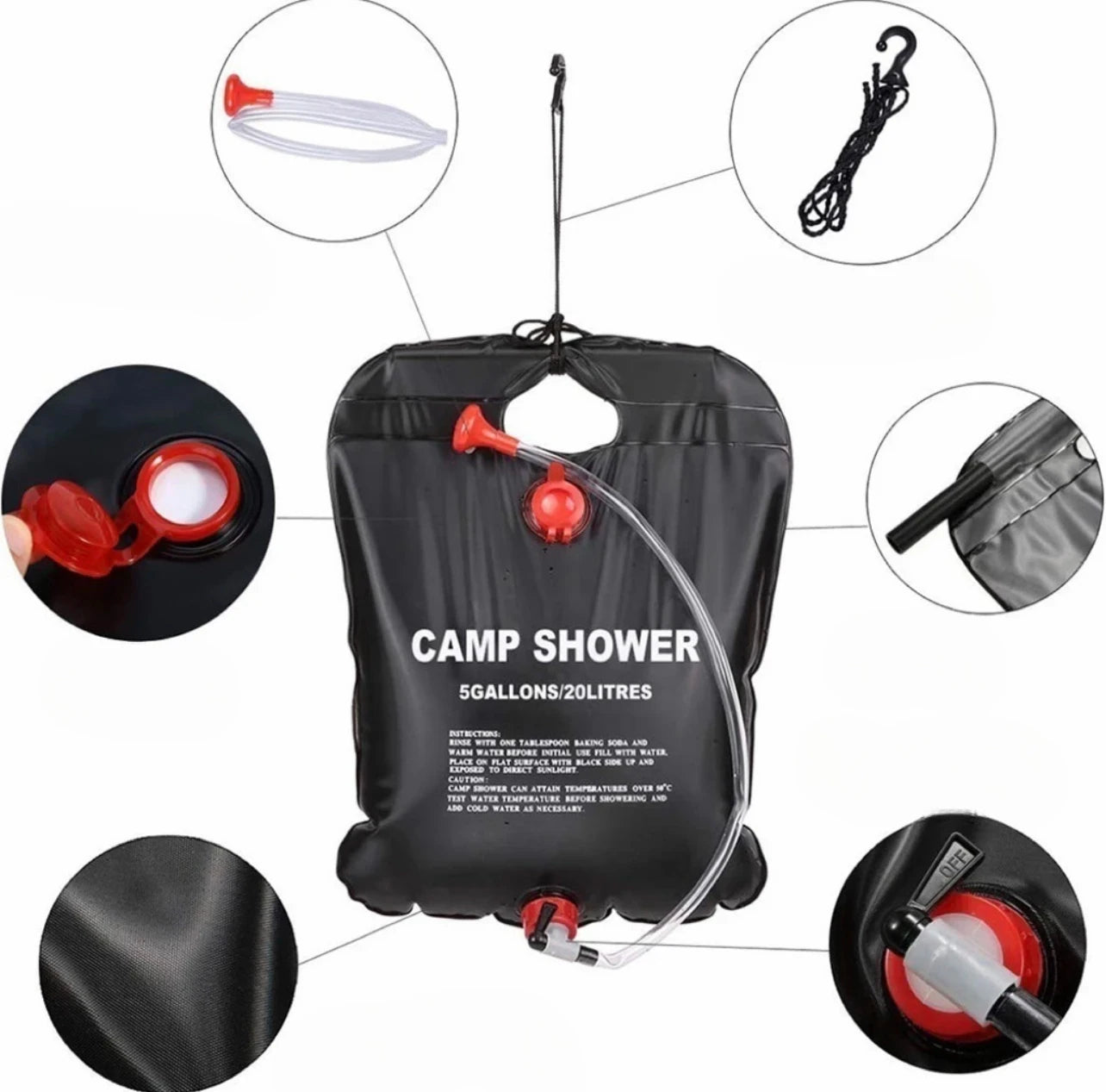 Outdoor Shower Bags 20/40L Foldable Solar Shower Bag Outdoor Bath