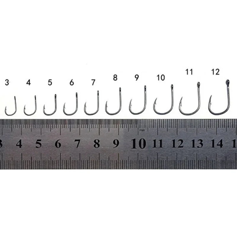 100Pcs/box #3~#12 High Carbon Steel Hooks, Sport Circle Silver Fishing