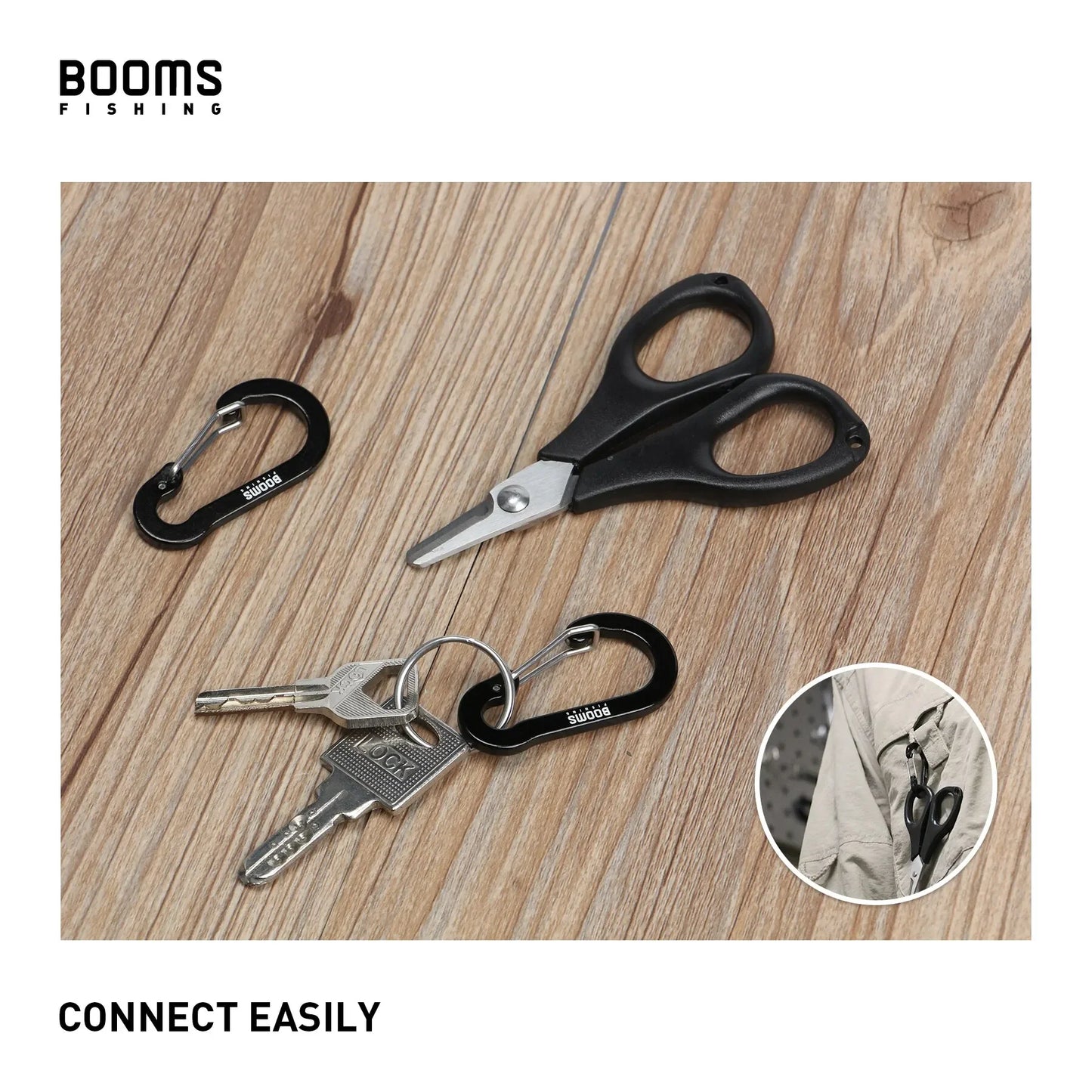 Booms Fishing CC1-10pcs Multi-Use Small Clips Keychain Caribeaner Clip