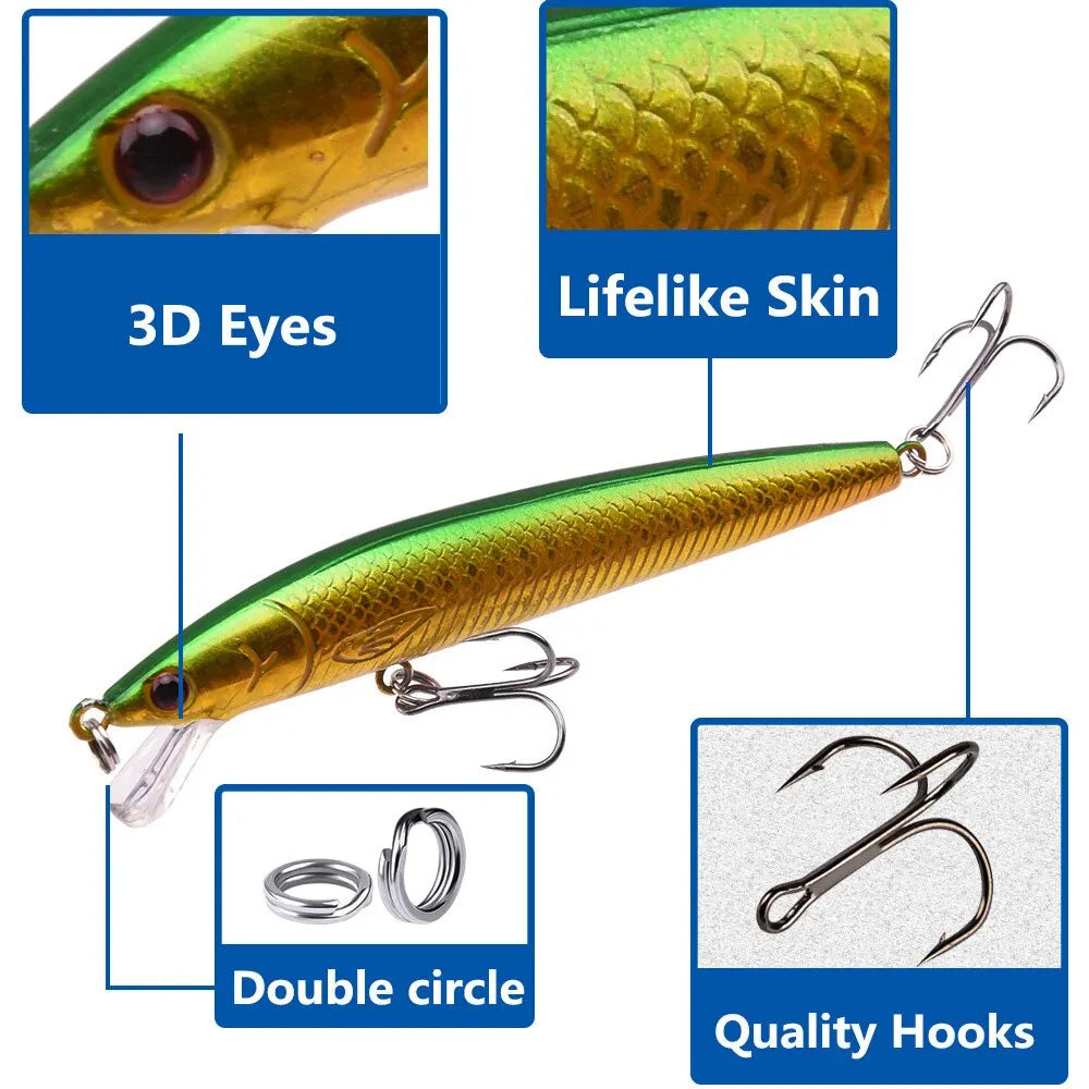 10 Pcs Fishing Lure Set Mini Fishing Hard Bait Minnow Floating Swing