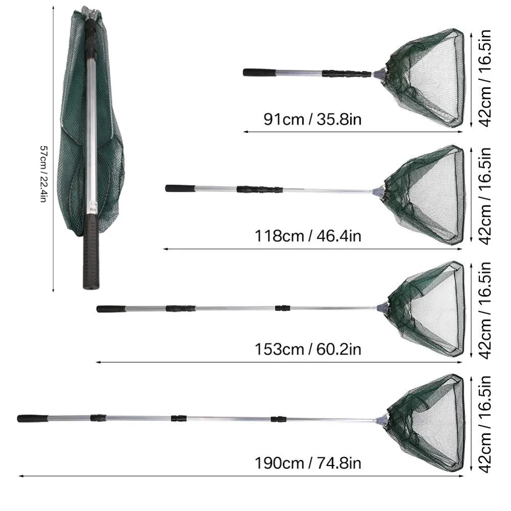 190cm 92cm 55cm Telescopic Landing Net Folding Fishing Pole Extending
