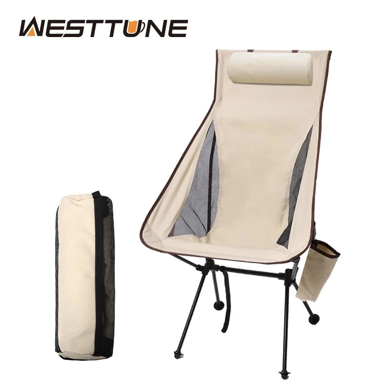 Portable Folding Camping Chair with Headrest Lightweight Tourist