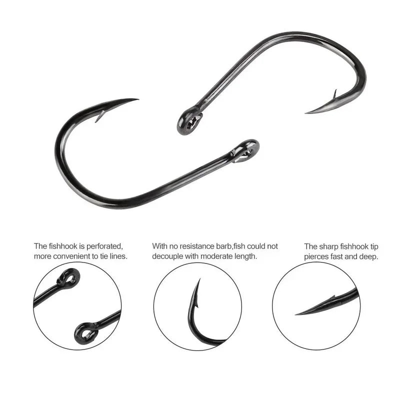 100Pcs/box #3~#12 High Carbon Steel Hooks, Sport Circle Silver Fishing