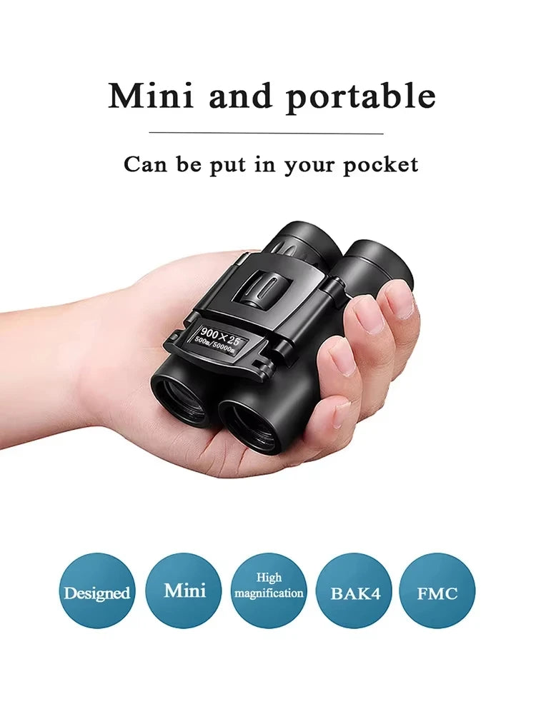 900x25 High-Powered Mini Binoculars Exceptional BAK4 Prism Waterproof