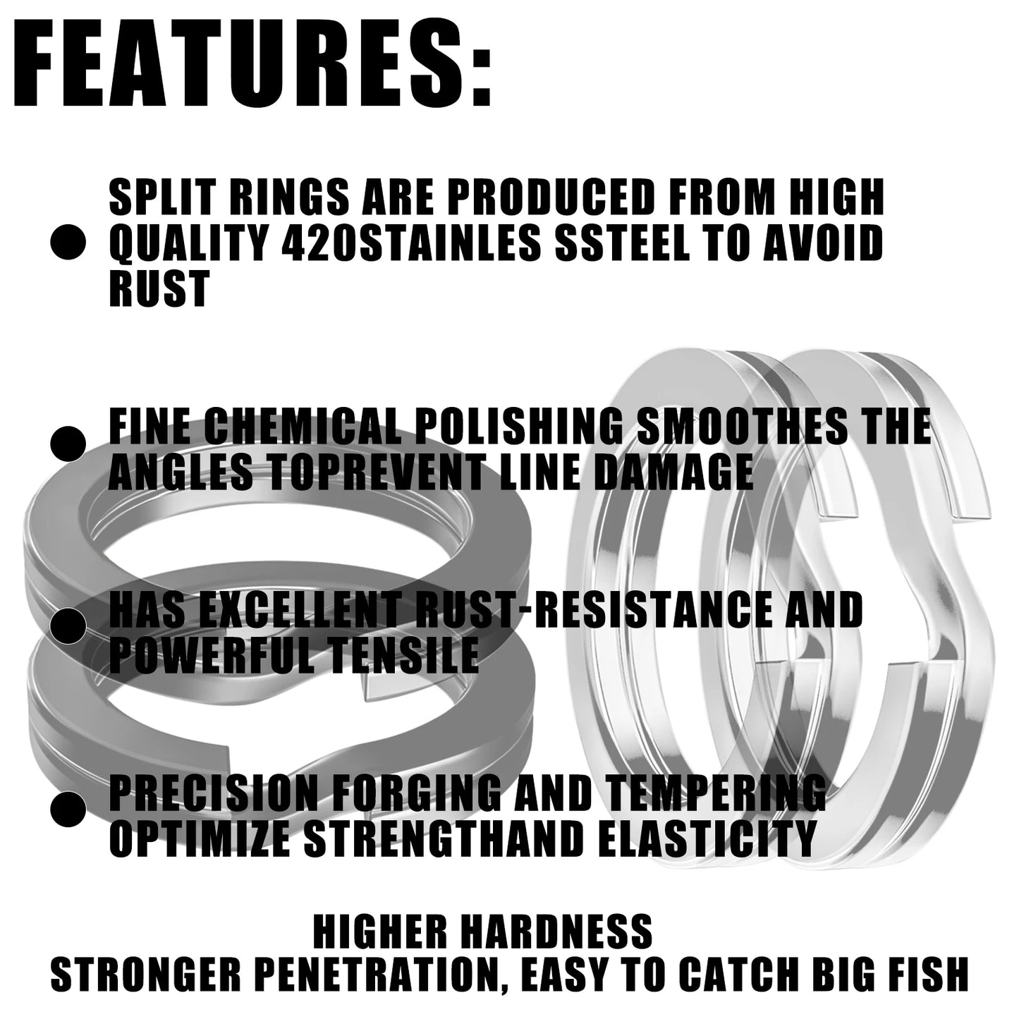 100pcs Fishing Split Rings Stainless Steel 3.5-12MM High Quality