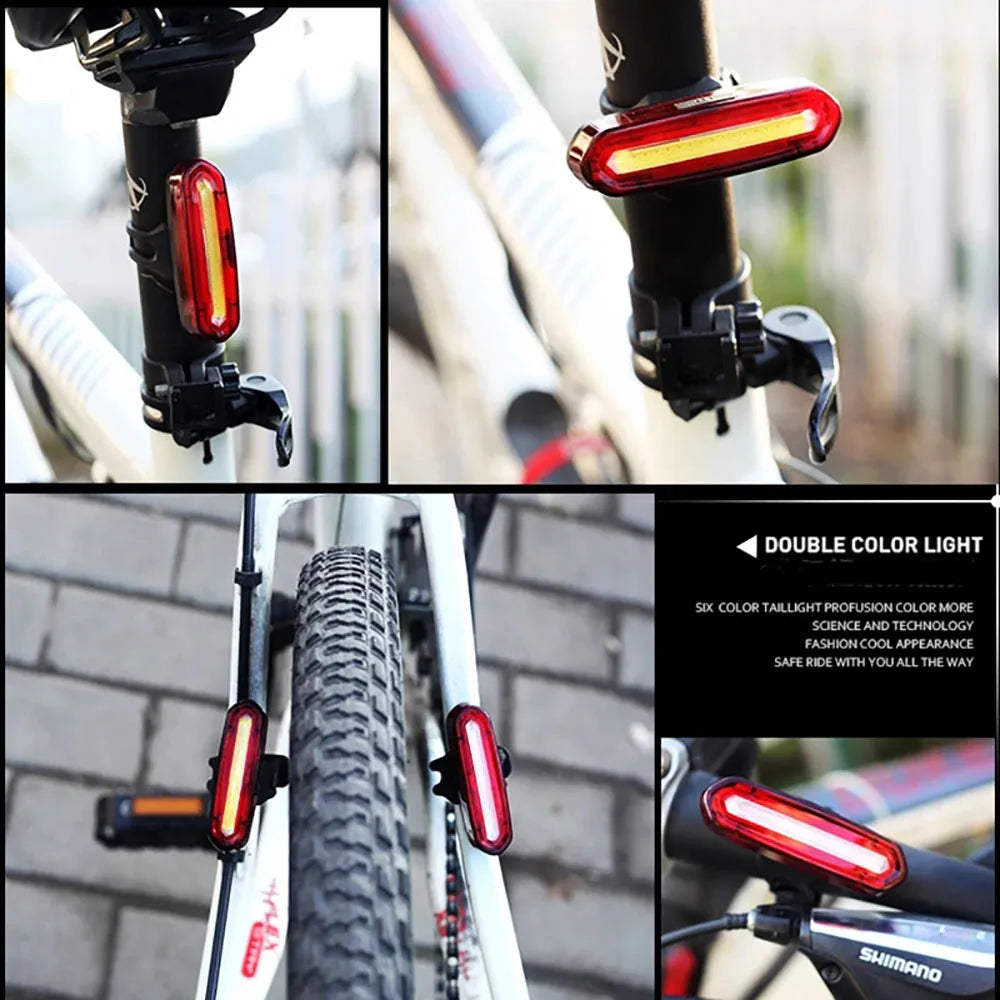 USB Rechargeable LED Cycling Bike Warning Light Mountain Bicycle
