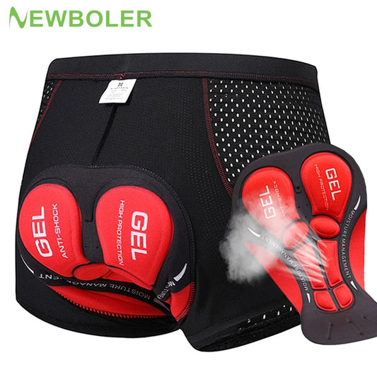 NEWBOLER Cycling Shorts Breathable Mesh Cycling Underwear 5D Gel Pad