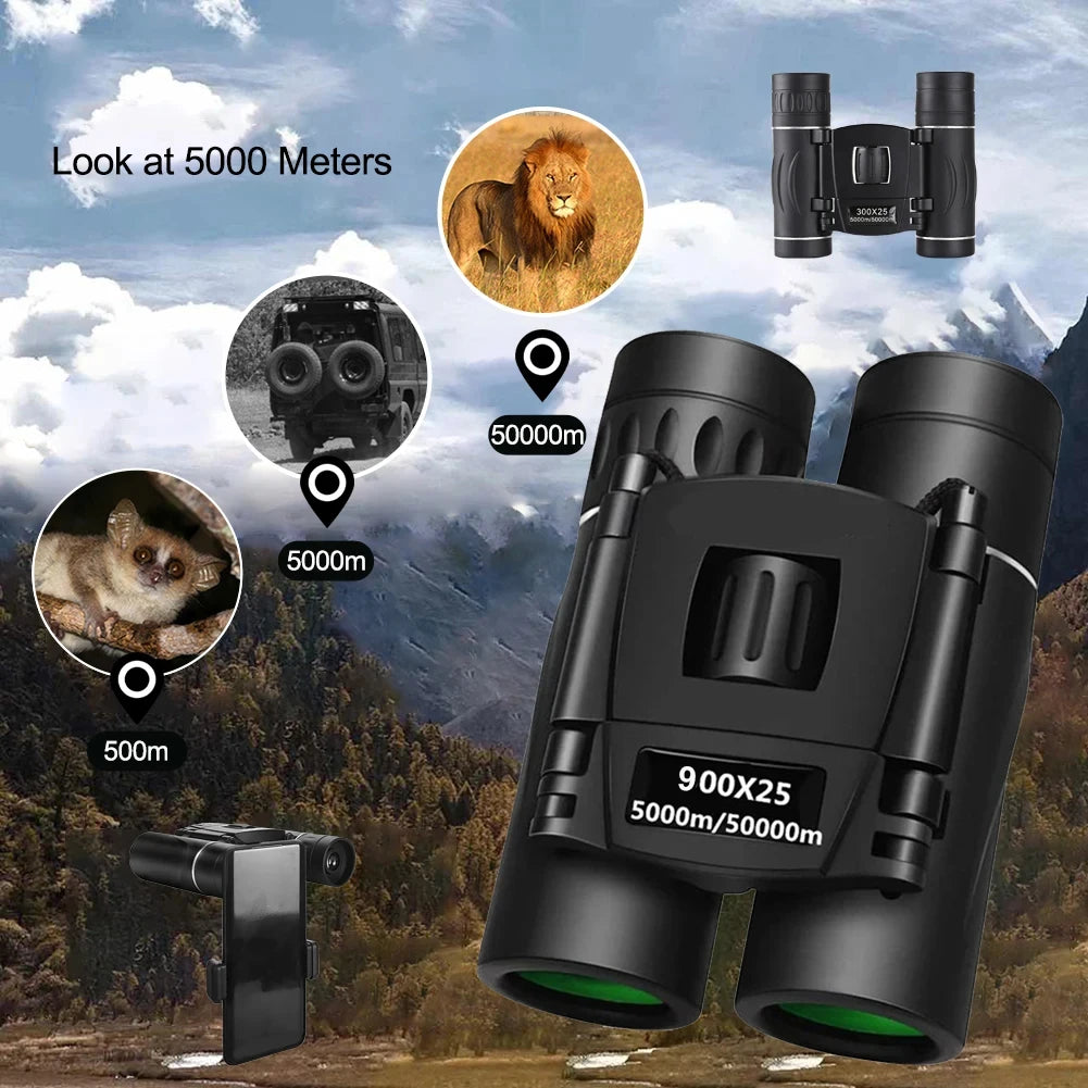 900x25 HD Zoom Portable Powerful Binoculars Long Range BAK4 Telescope
