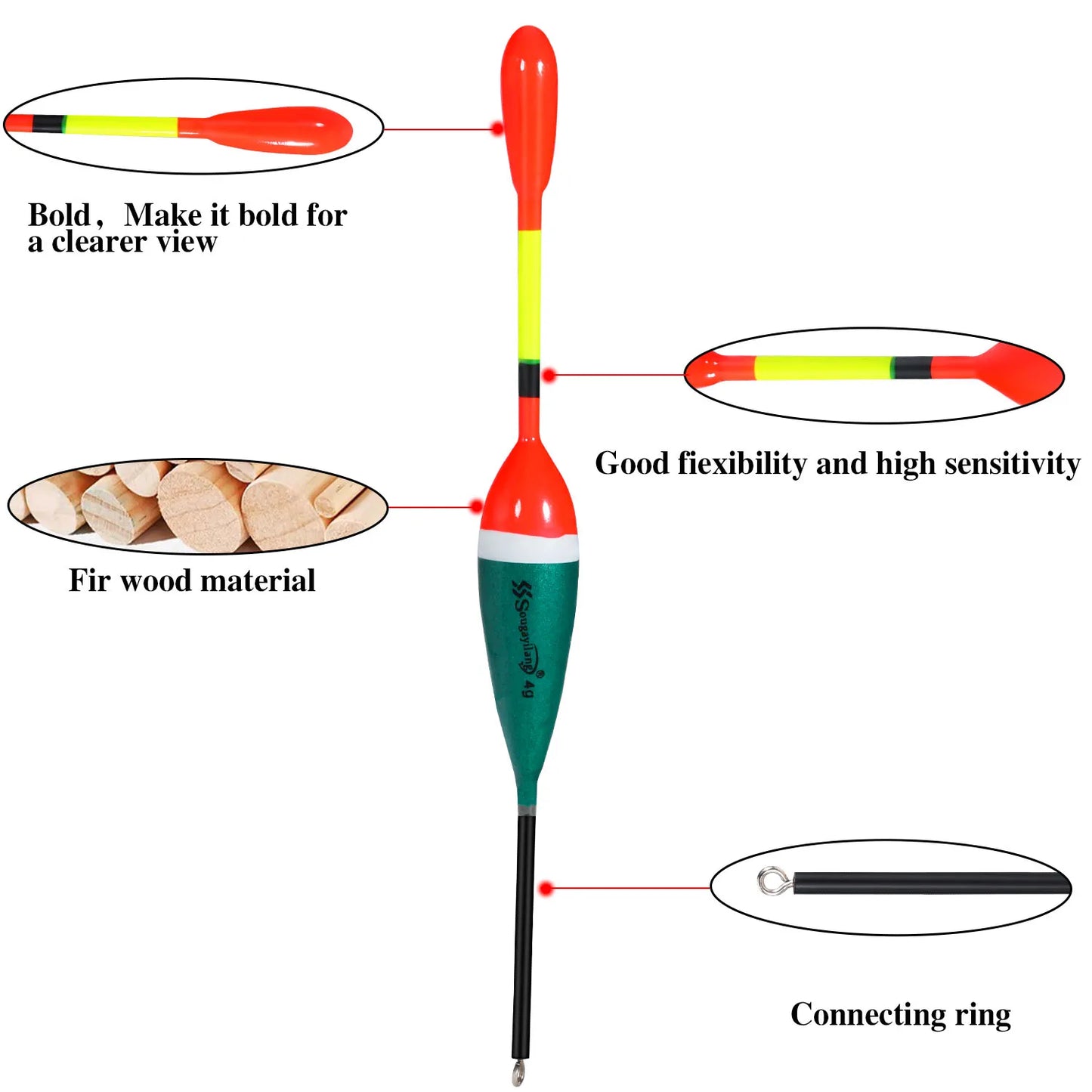 Sougayilang Fishing Float Set 10pc Chinese Hook Buoy Professional