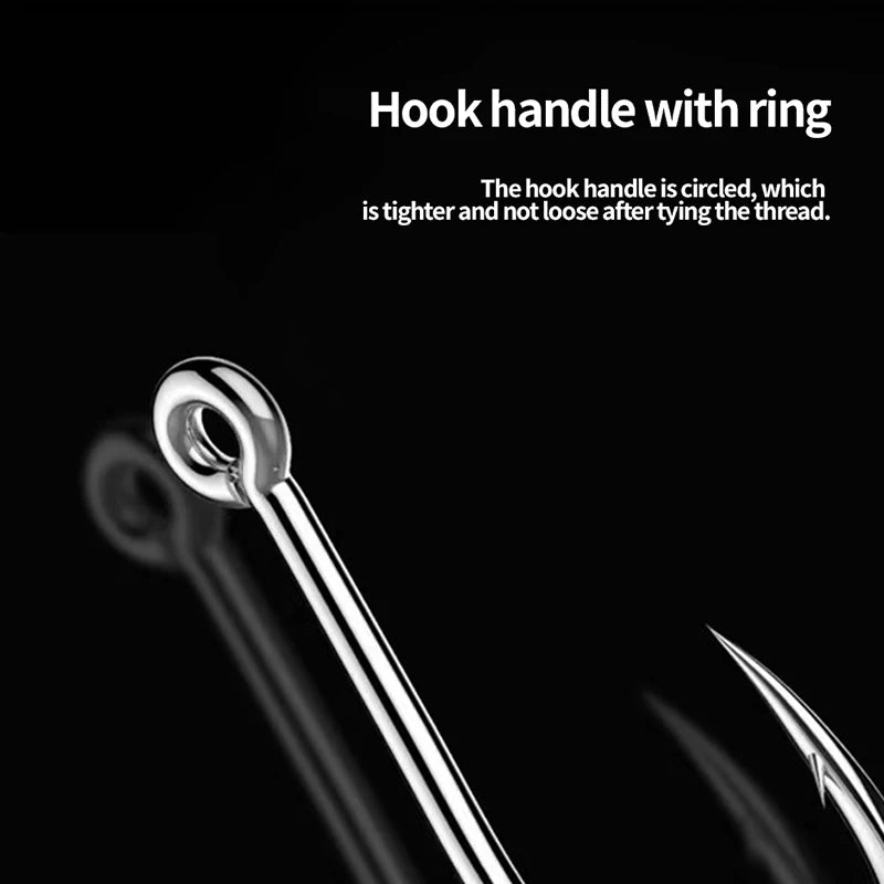 ORJD 100pcs/ Box Fishing Hook Set Carbon Steel Single Circle Sea