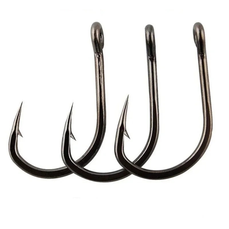 100Pcs/box #3~#12 High Carbon Steel Hooks, Sport Circle Silver Fishing