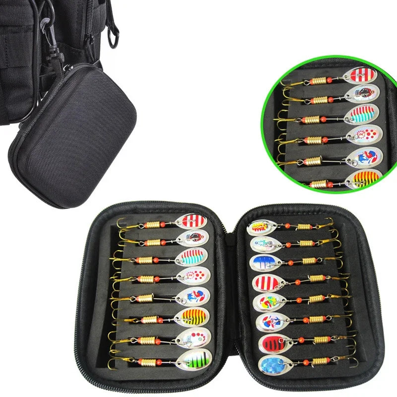 Portabale Fly Fishing Lure Spinner Spoon Bait Black Storage Box