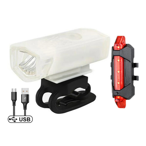 USB Rechargeable Bike Light Front Light Red Taillight Easy to Install