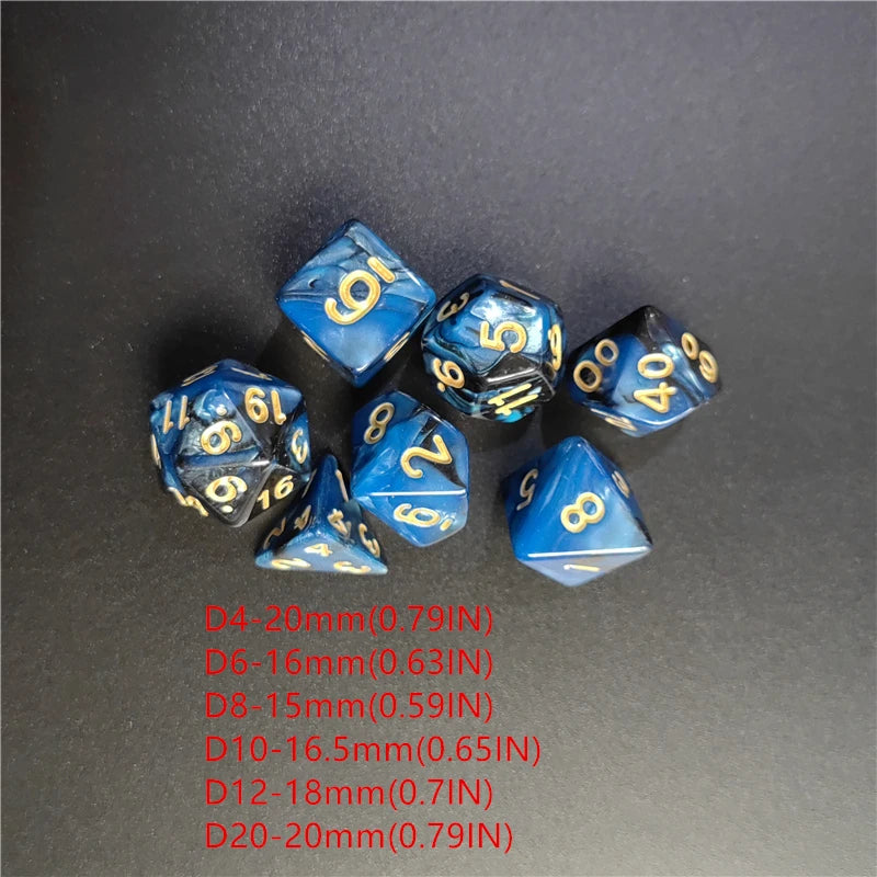 7PCS 1 Set 8 Colors Galaxy Style DND Dice Set D4 D6 D8 D10 D12 D20
