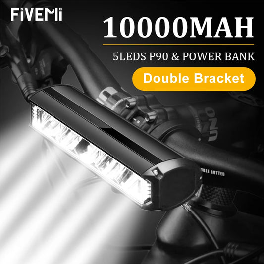 Fivemi Bicycle Light Front 10000mAh Bike Light Power Bank Flashlight
