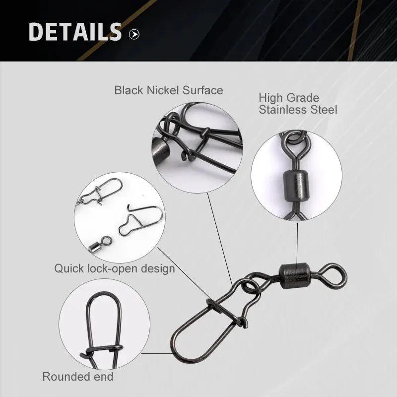 50pc/box Stainless Steel Fishing Connector Pin 4# 6# 8#10#12# Bearing