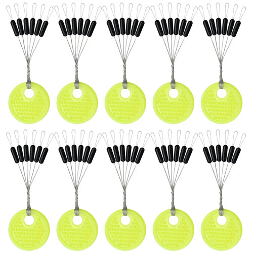 60Pcs 10Set Space Beans Rubber Carp Fishing Equipment Black Rubber