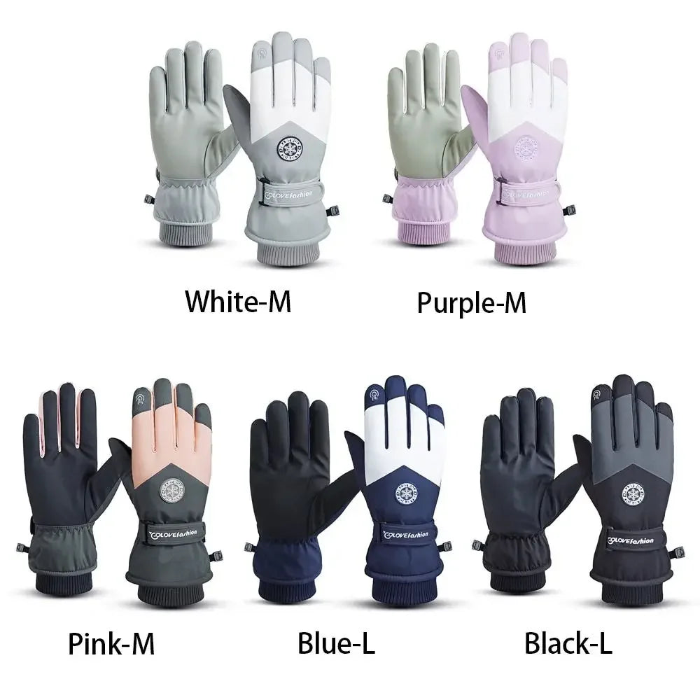 Winter Snowboard Ski Gloves PU Leather Non-slip Touch Screen