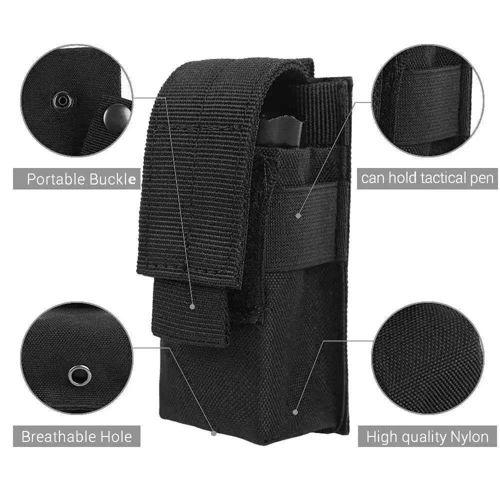 Tactical Molle Flashlight Pouch,Torch Holder,Magazine Single Mag
