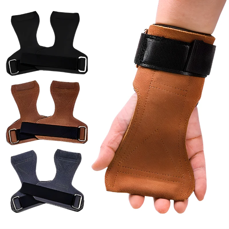 Cowhide Gym Gloves Grips Anti-Skid Weight Power Belt Lifting Pads