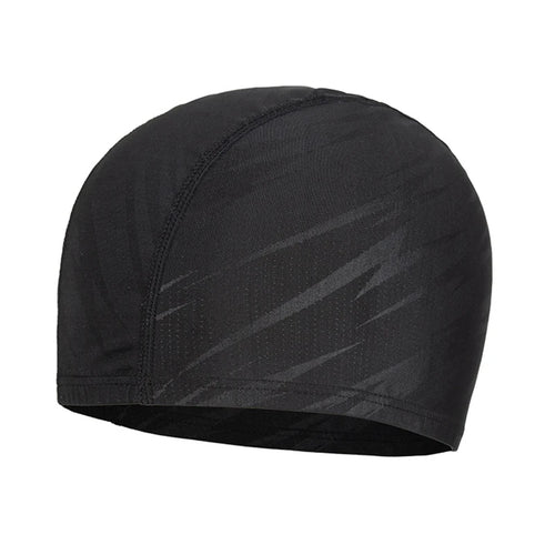 Women Men Spandex Swimming Cap Black Lightning Shark Skin Letters