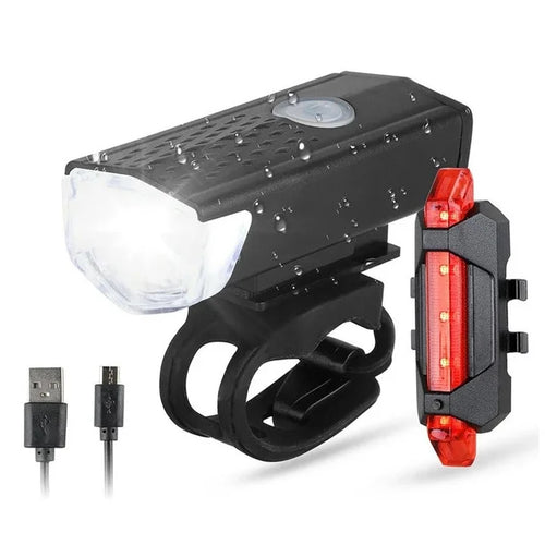 USB Rechargeable Bike Light Front Light Red Taillight Easy to Install