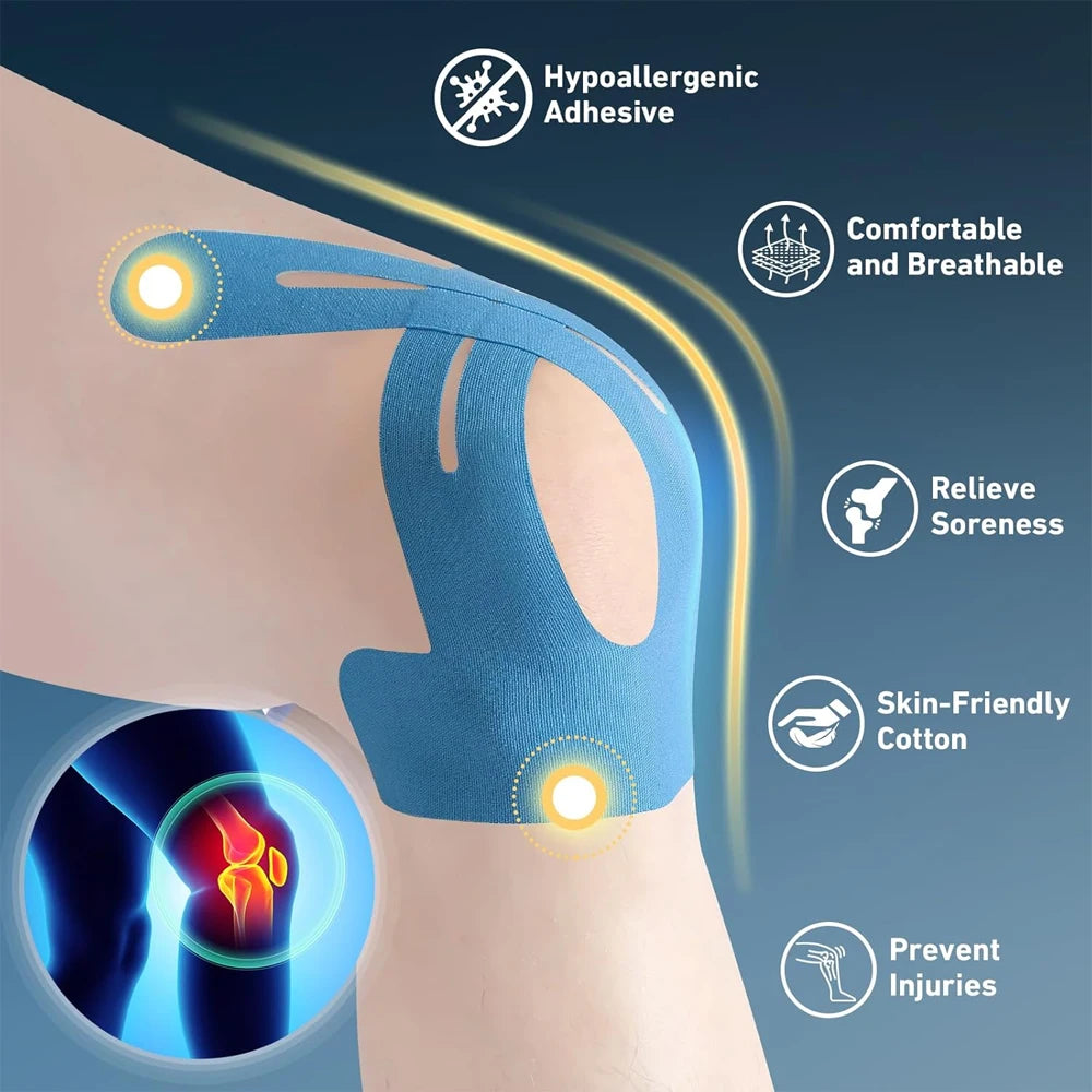 10PCS Kinesiology Tape for Knees, Waterproof & Elastic, Breathable